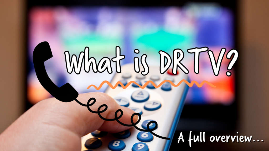 What is DRTV featured image - person holding remote with text overlay